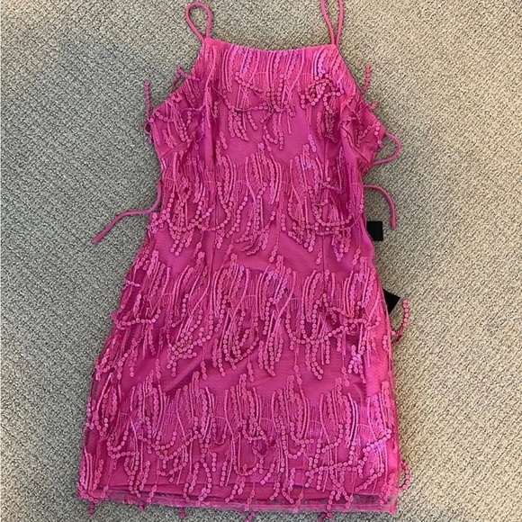 Lulus Making Magic fringe dress Pink - Picture 2 of 7